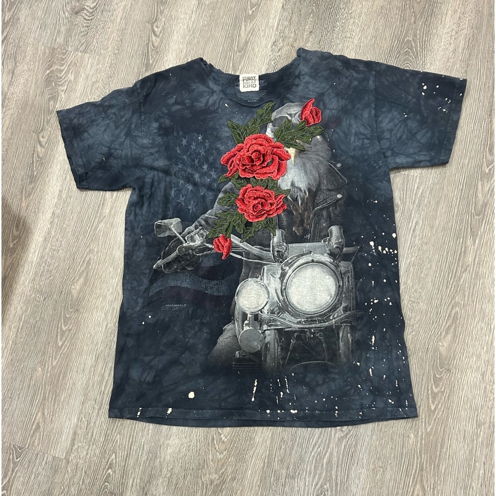 Vintage LF Furst of a Kind ROSE 🌹 T-shirt 2011 Manimals Eagle on Motorcycle